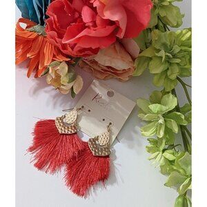 Tassel Earrings coral gold boho fringe silk earrings riah fashion